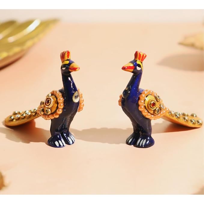 Peacock Decoration Items - 3 Inch - Pack of 2