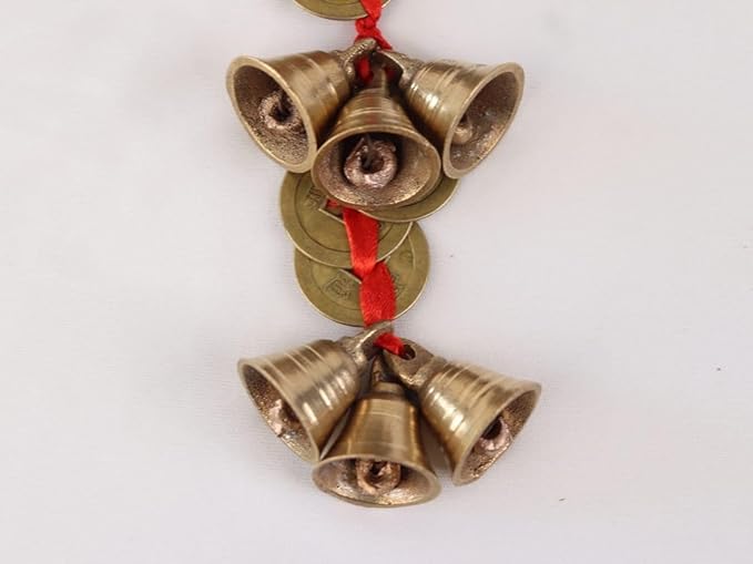 9 Bells & 9 Chinese Coins for Home Entrance - 9 Inch