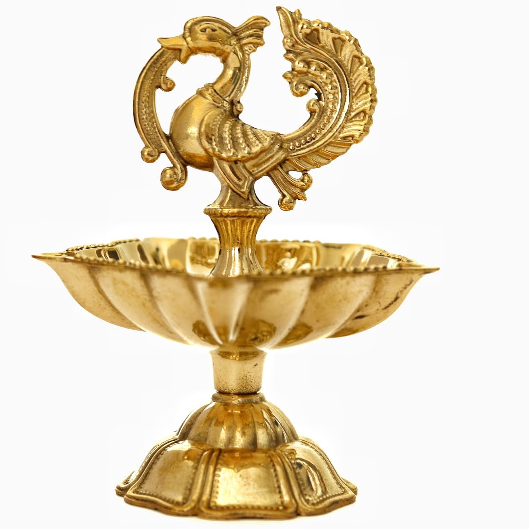 Brass Peacock Diya - 4 Inch
