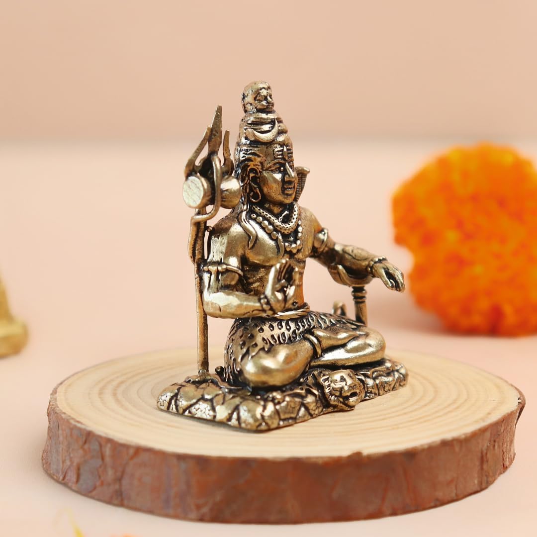 Small Brass Meditating Bholenath Murti - 2 Inch