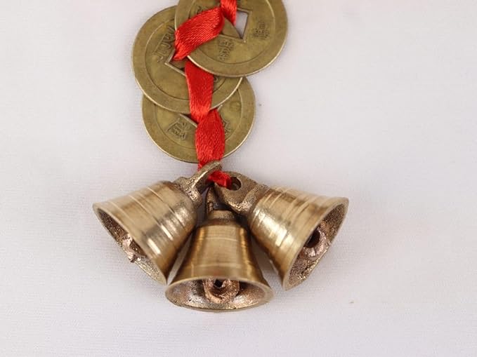 9 Bells & 9 Chinese Coins for Home Entrance - 9 Inch