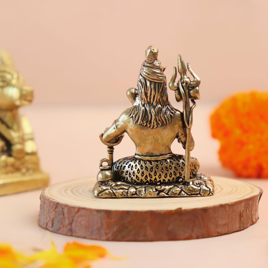 Small Brass Meditating Bholenath Murti - 2 Inch