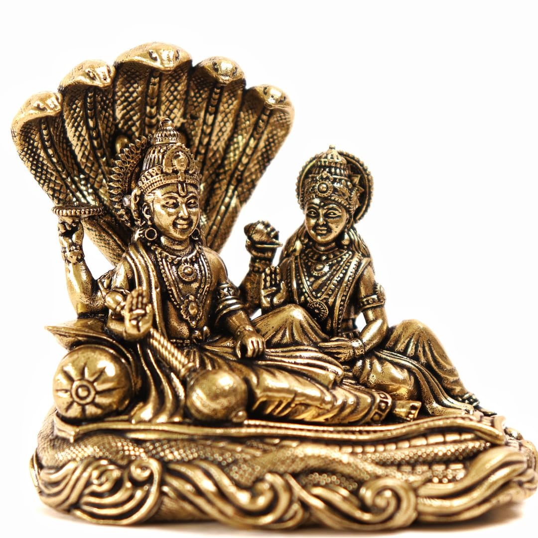 Brass Vishnu Laxmi Idol - 3 Inch