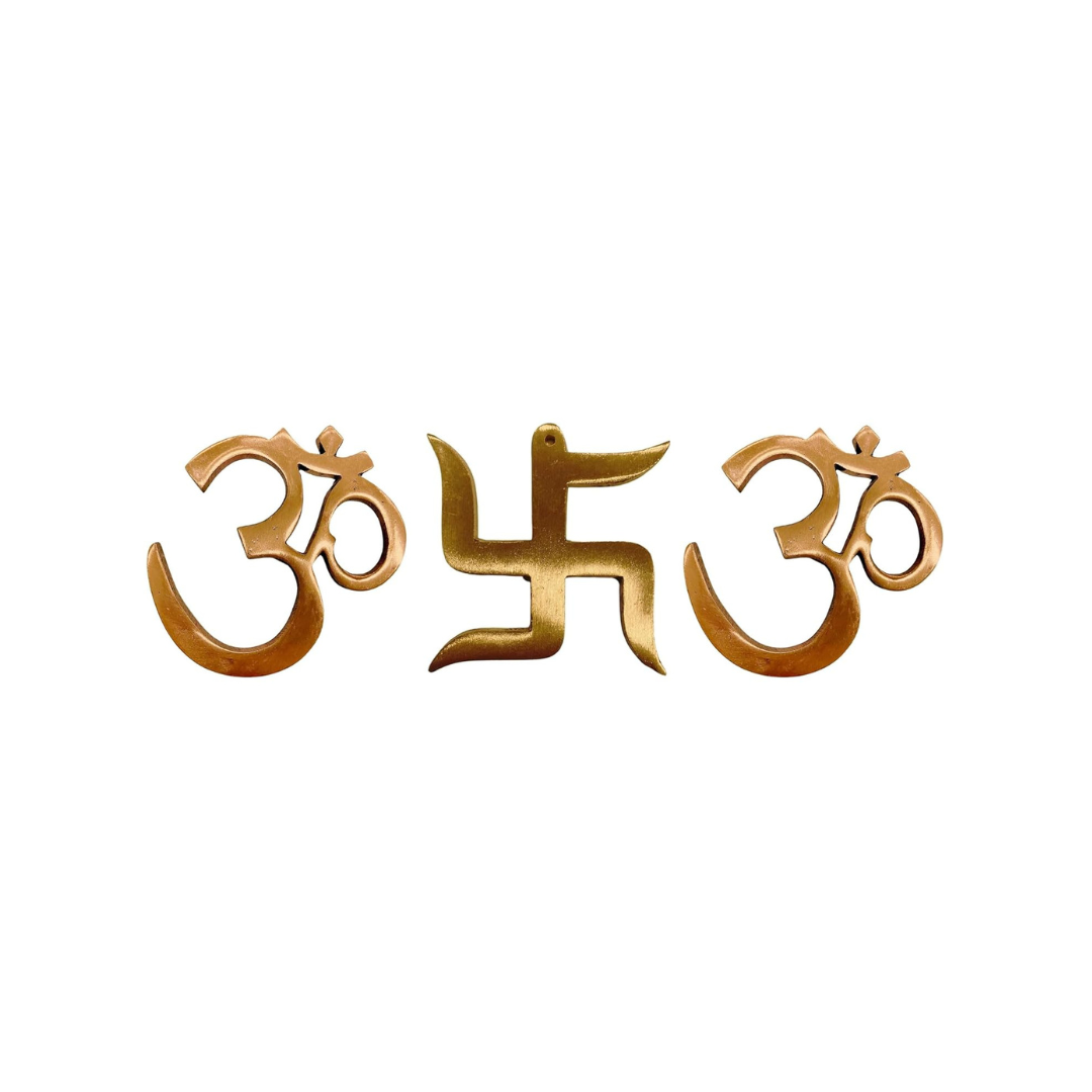 Om Swastik Om for Door Entrance - 3 Inch - Pack of 3
