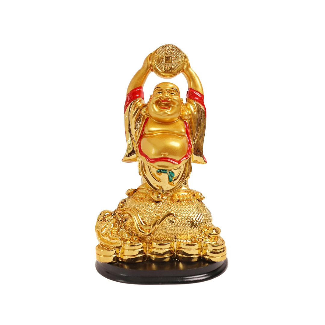 Golden Laughing Buddha for Money - 6.5 Inch