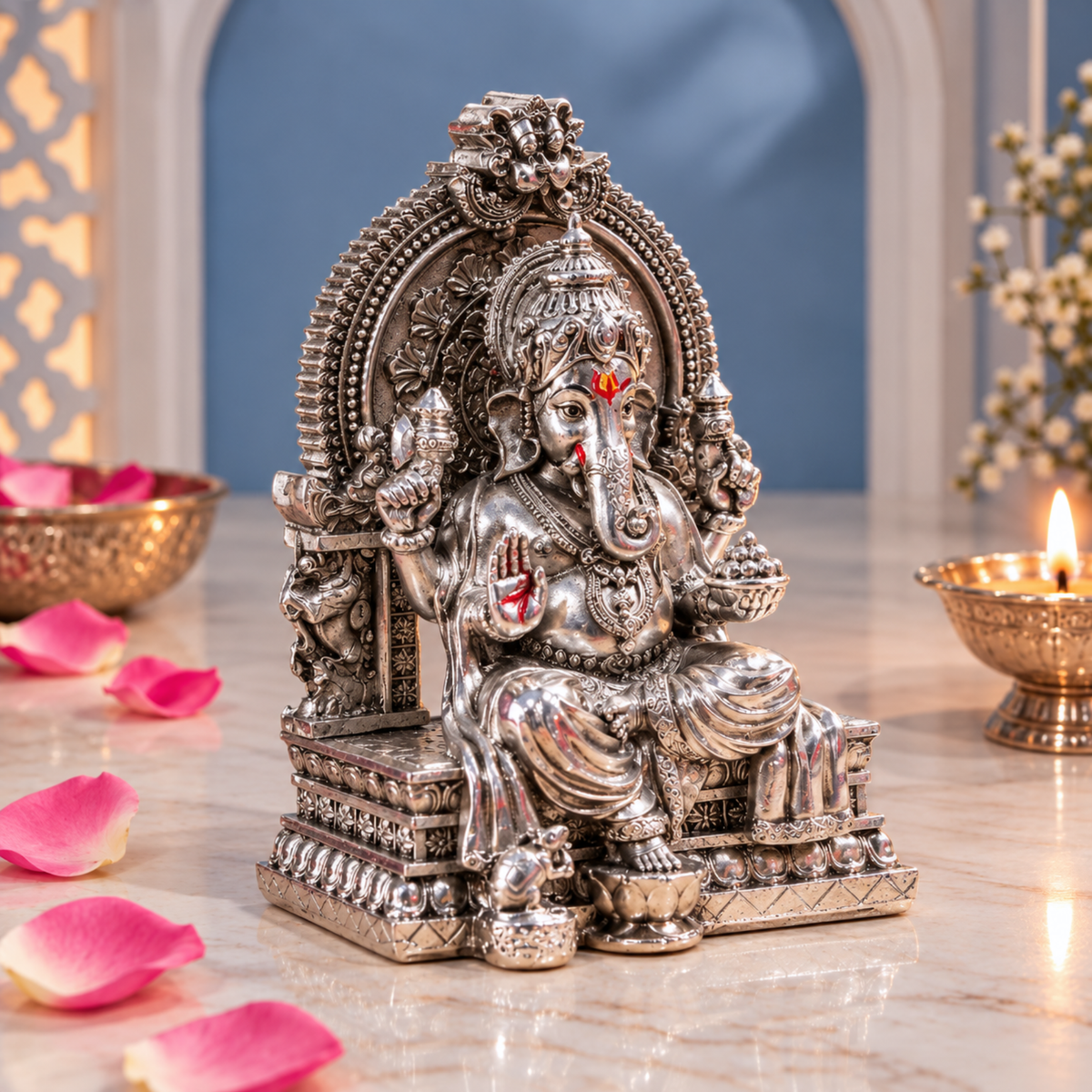 999 Pure Silver Plated Ganesha Idol | 4 Inch