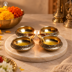 Brass Diya for Pooja | 2.5 Inch - Set of 4 | Kerala Kuthu Vilakku | Deepam Kundulu | Diwali |