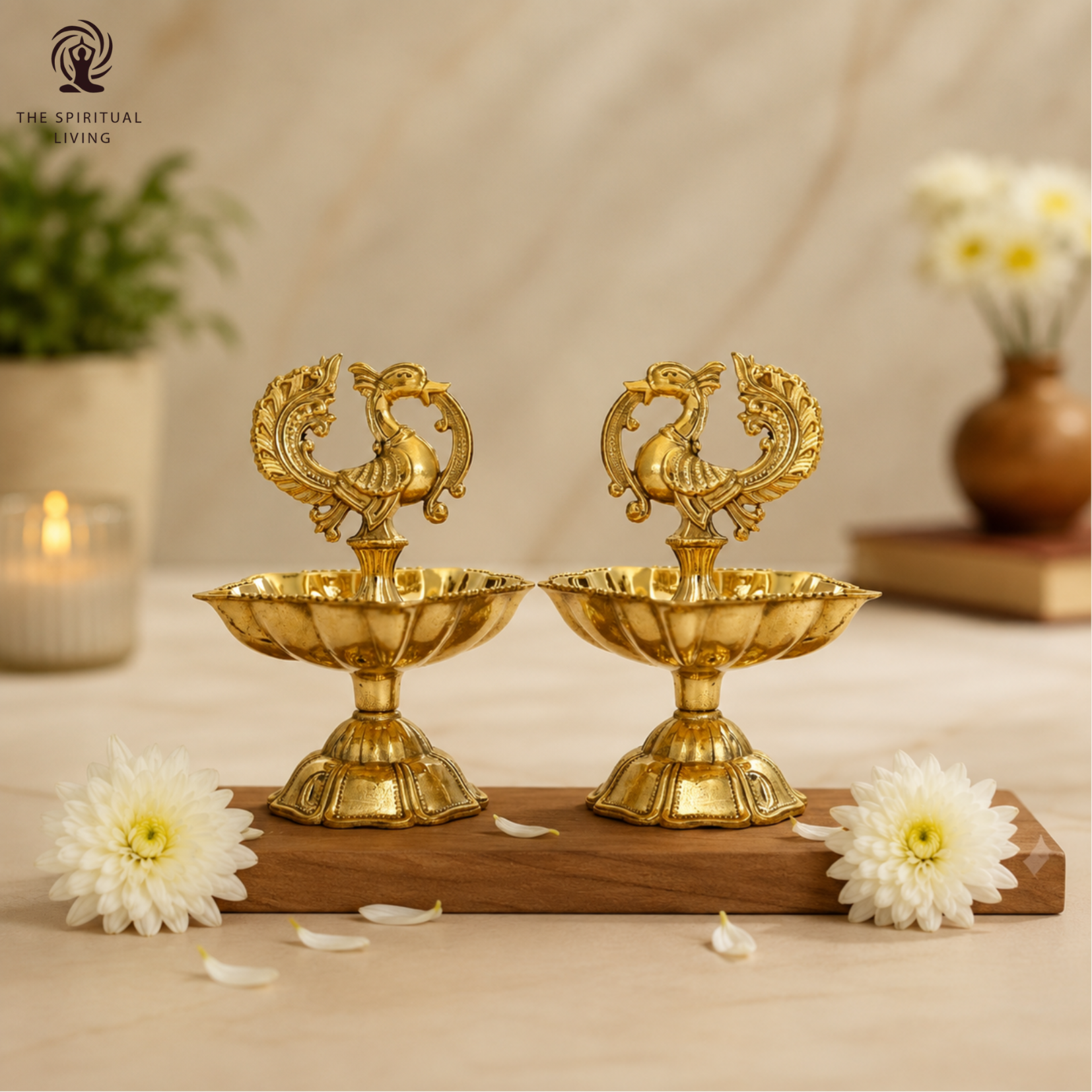 Peacock Diya | Pack of 2 | Design Brass Diya | Kuthu Vilakku | 3 Inch | for Diwali |
