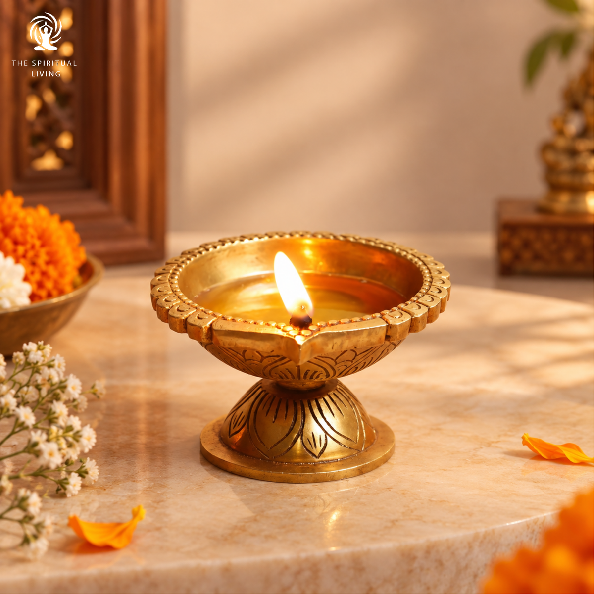 Brass Diya for Pooja | 3.5 Inch | Akhand Diya | Big Size | | Kuthu Vilakku |