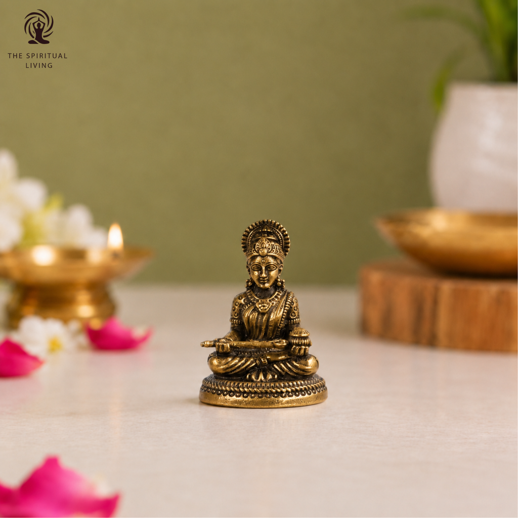 Small Brass Maa Annapurna Minature Idol | 1 Inch |  Car Dashboard | Pooja Room |
