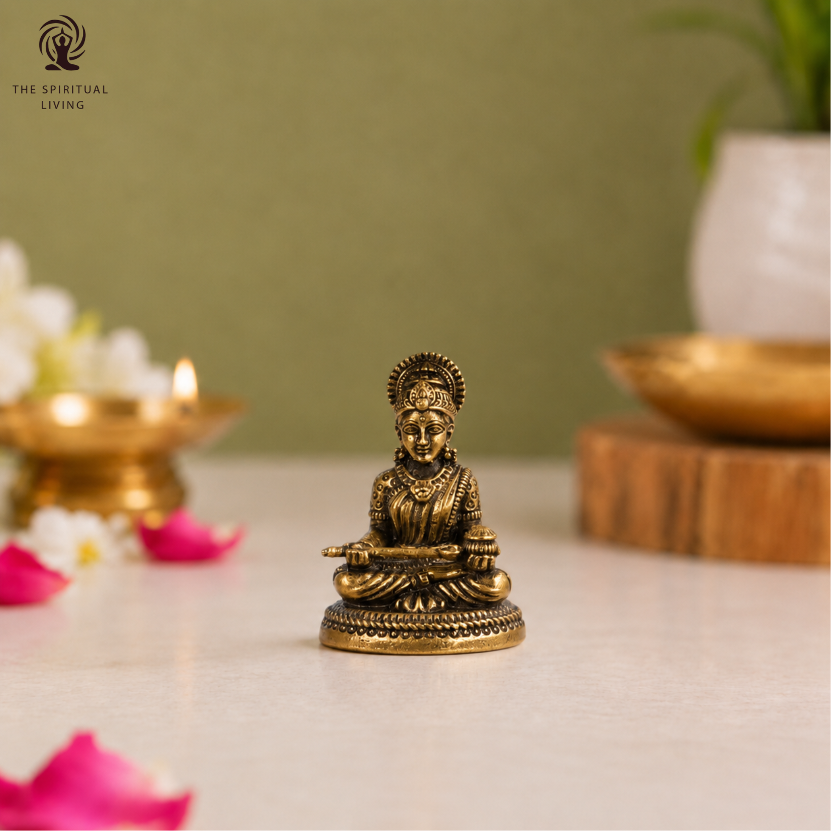 Small Brass Maa Annapurna Minature Idol | 1 Inch |  Car Dashboard | Pooja Room |