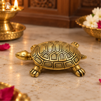 Pure Brass Tortoise for Vastu | 3.5 Inch | Golden Feng Shui Turtle Idol for Wealth, Prosperity & Good Luck
