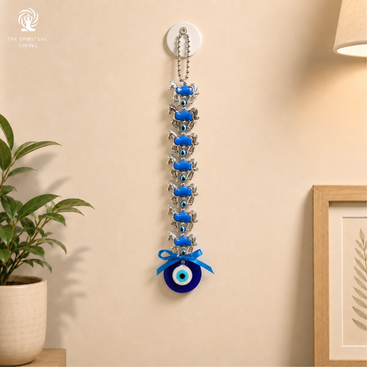 Evil Eye Wall Hanging with 7 Horses - 12 Inch