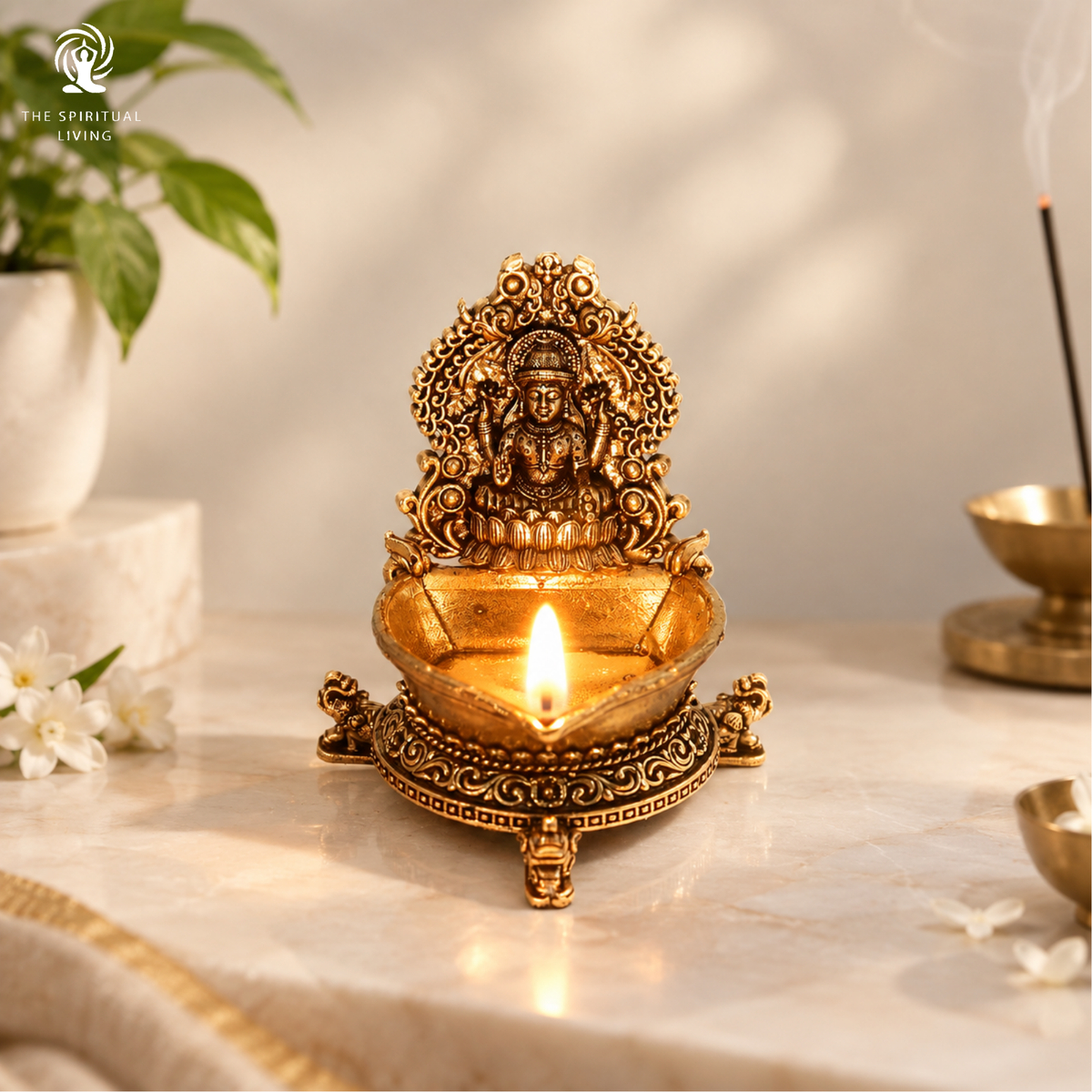 Brass Laxmi Diya for Puja - 3 Inch