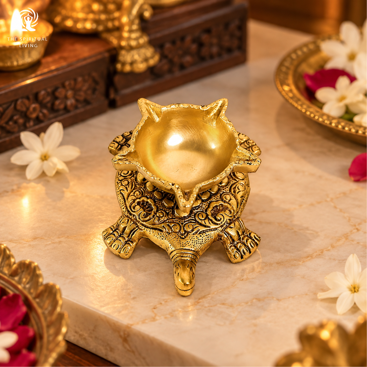 Tortoise Oil Lamp Diya (Brass) 5.5 Inch