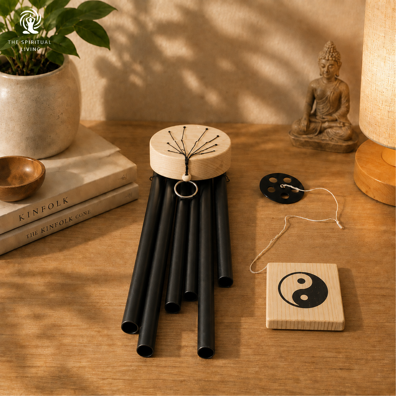 Black & Beige Windchimes - 6 Pipes