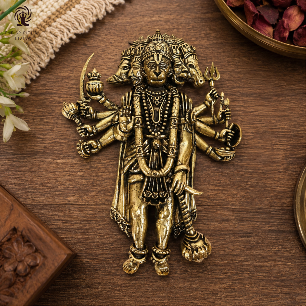 Brass Panchmukhi Hanuman for Door Entrance - 4 Inch