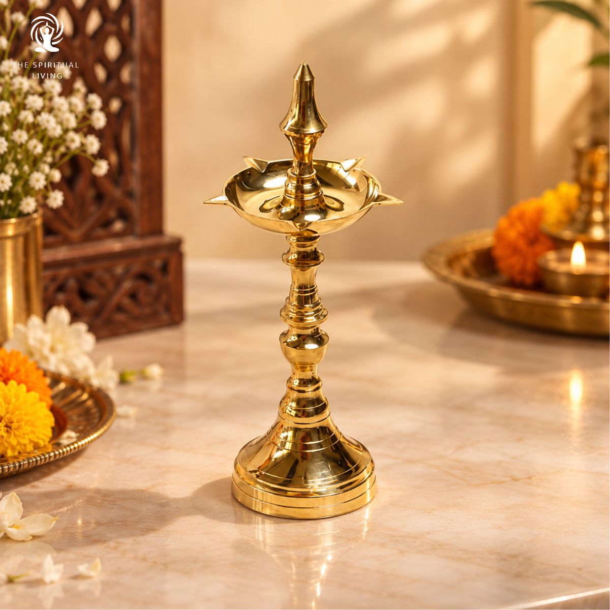 Pure Brass Diya Kerala |  9 Inche | Kuthu Vilakku | Diwali Gift Items | Home and Office |