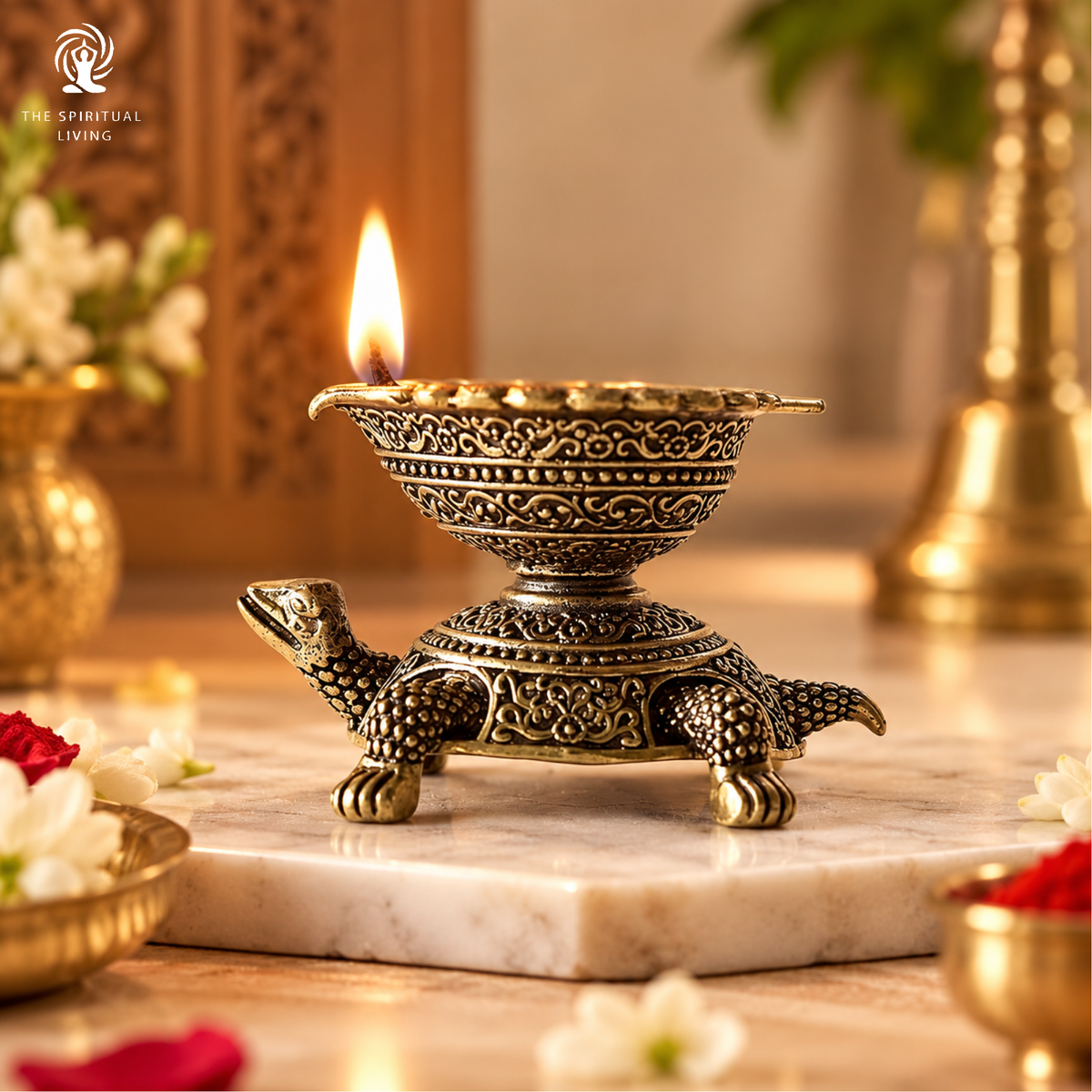 Brass Tortoise Diya - 2.5 Inch