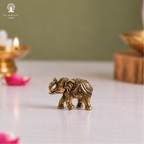 Premium Brass Elephant Idol Miniature | 1.5 Inch | Car Dashboard | Vastu & Feng Shui |