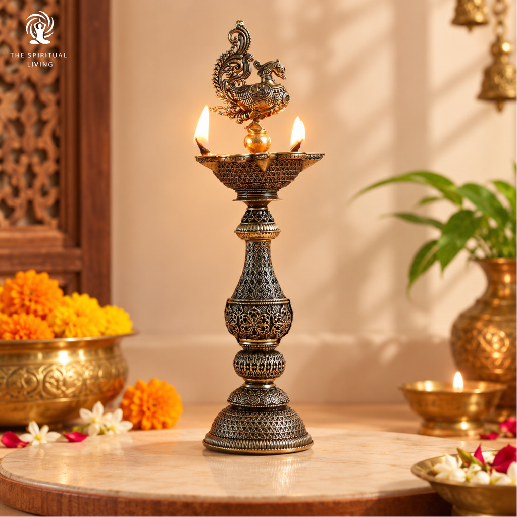Peacock Samai Brass | 8 Inch | Diya for Pooja | Samayi | Kuthu Vilakku |