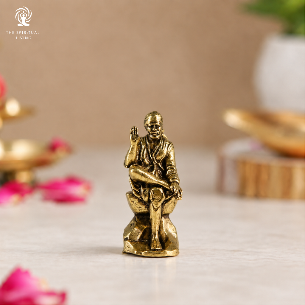 Brass Sai Baba Miniature Idol | 1.25 Inch | Sainath Murti | Home Temple | Shirdi Wale | साईं बाबा |
