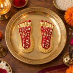 Gold Plated Meenakari Charan Paduka | 3 Inch | Paduka for Puja | Ideal for Laxmi Puja |