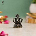 Brass Dagdusheth Ganpati Idol | 1.5 Inch | Small Ganesha Statue | Mini Style Bapaa | Ganpati Bappa Statue |