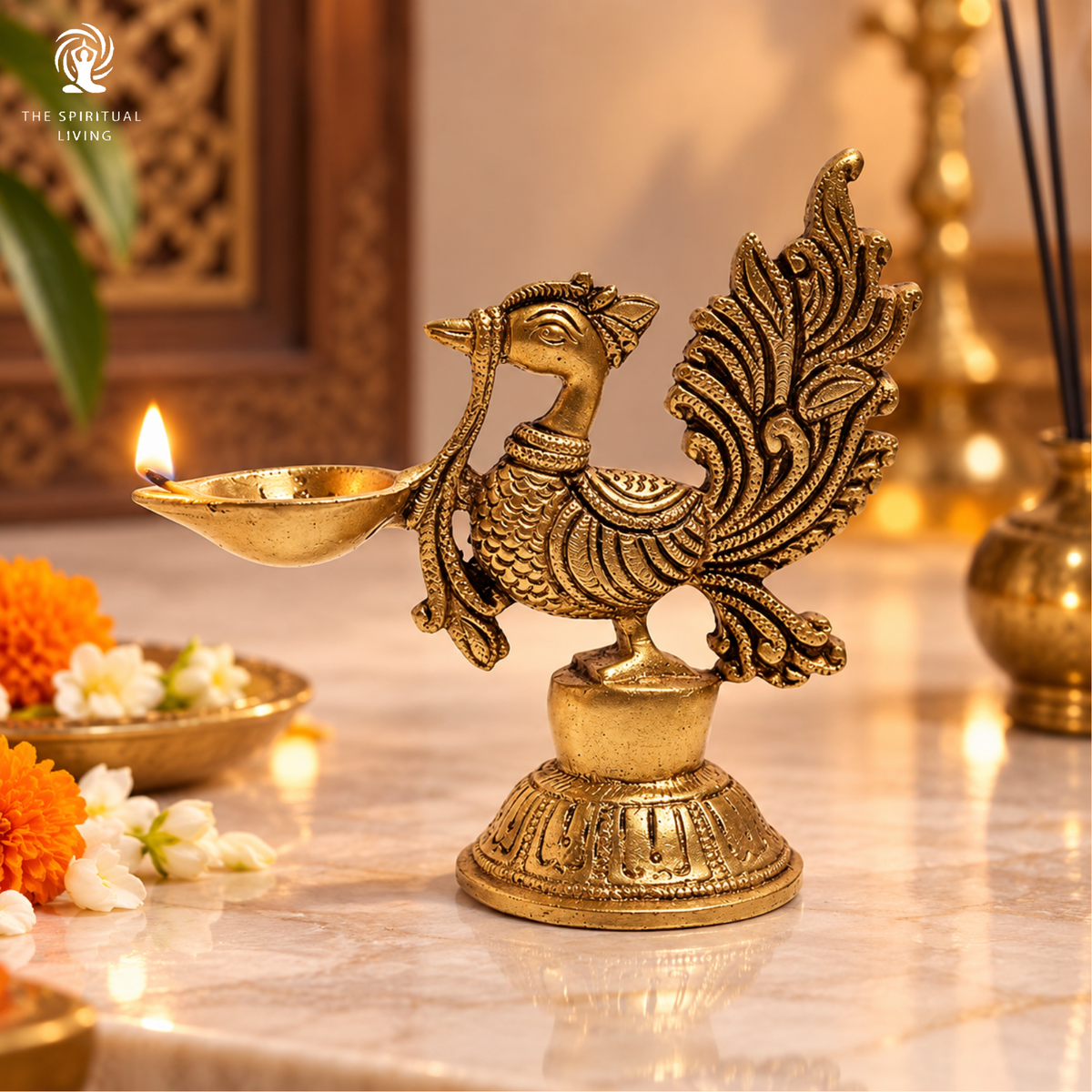 Peacock Oil Lamp (Brass) Diya