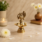 Brass Peacock Diya | 5 Inch | Panch Diya for Aarti | Panchaarti |  Mor Diva | Diya for Pooja | Diwali |