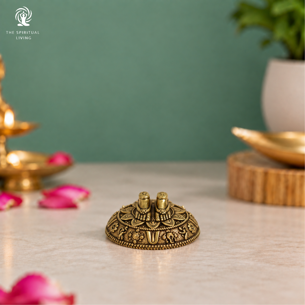 Crafted Brass Balaji Paduka - 1.5 Inch - Balaji Padam