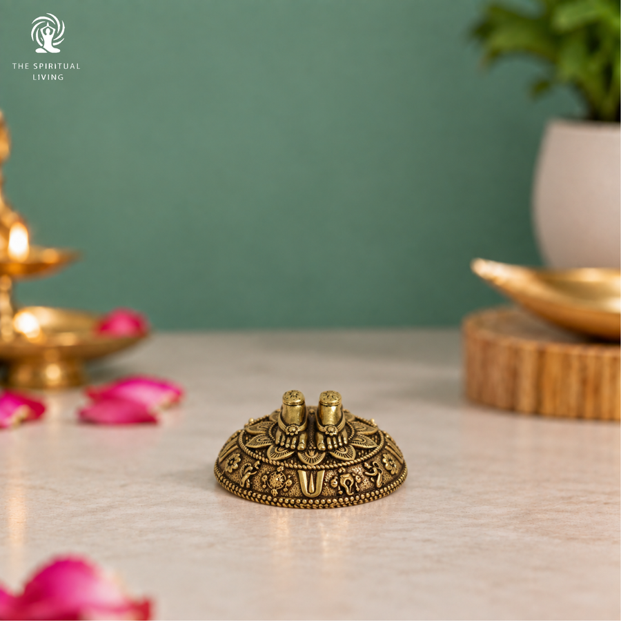 Crafted Brass Balaji Paduka - 1.5 Inch - Balaji Padam