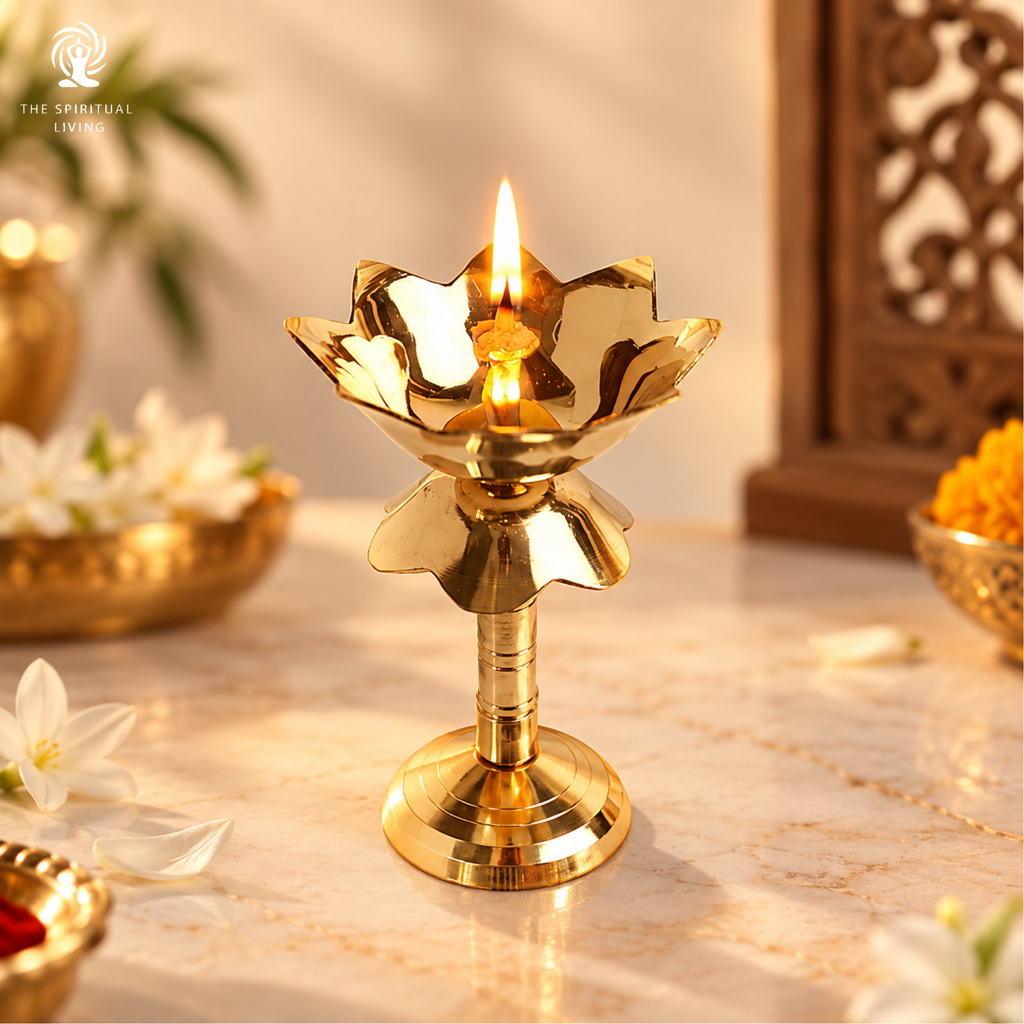 Brass Heavy Akhand Lotus Kamal Nanda Diya | 5 inch | Kuthu Vilakku | Diwali Gift Items | Diwali Decor |