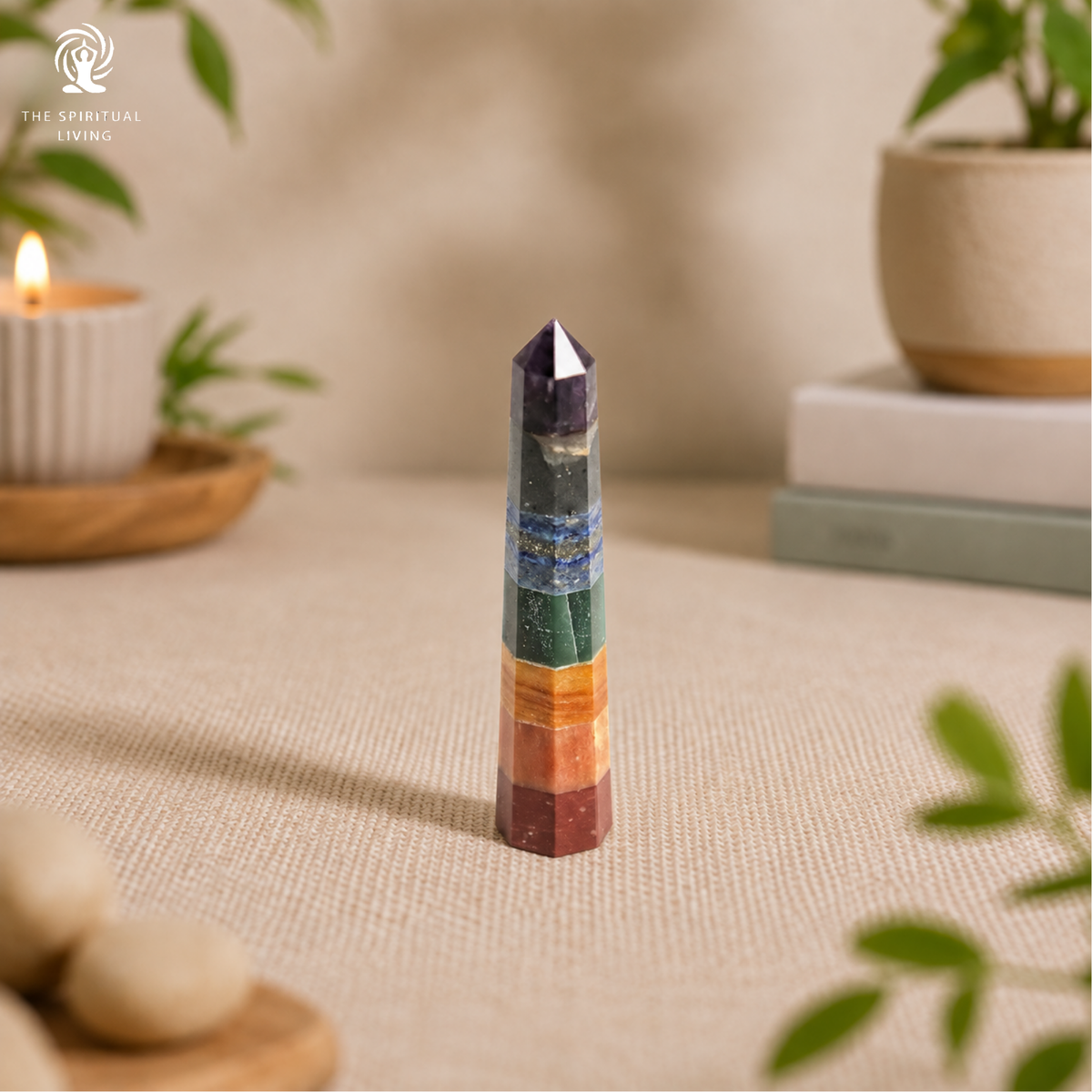 Crystal Wands For Healing | 6 Inch | Natural Selenite Seven Chakra Crystal Wand | Seven Chakra Pencil |Home & Office |