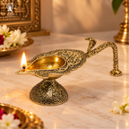 Brass Aarti Diya with Handle - 4.5 Inch