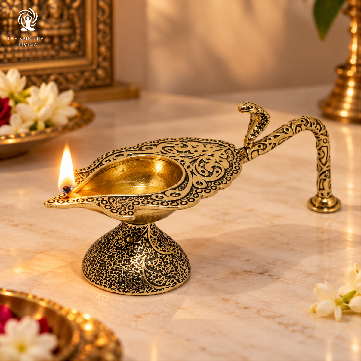 Brass Aarti Diya with Handle - 4.5 Inch