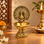 Brass Peacock Diya - 4 Inch