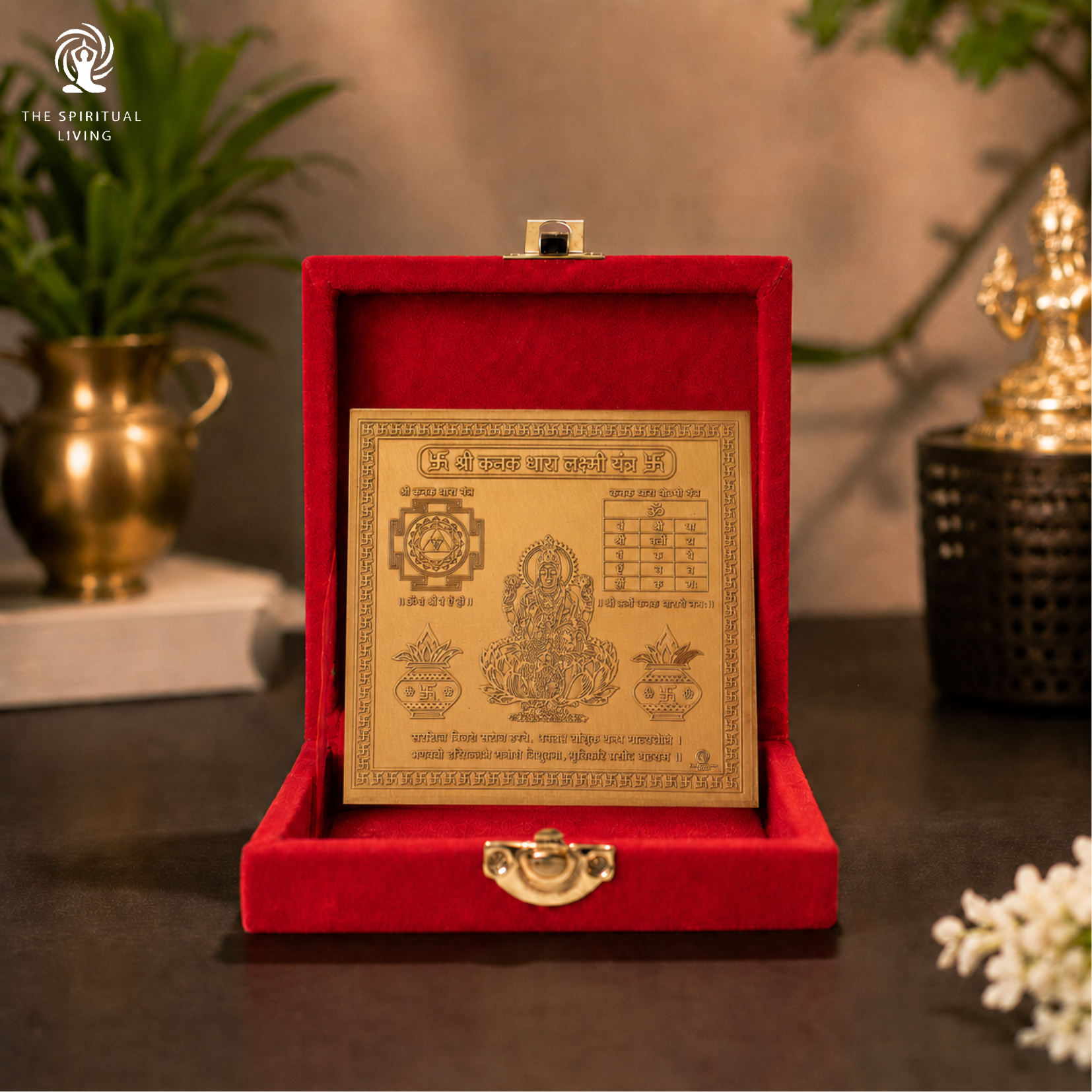 Copper Kanakdhara Laxmi Yantra | 4 Inch | कनकधारा लक्ष्मी यंत्र | Cash Boxes - Offices | Temples | Work Desks |