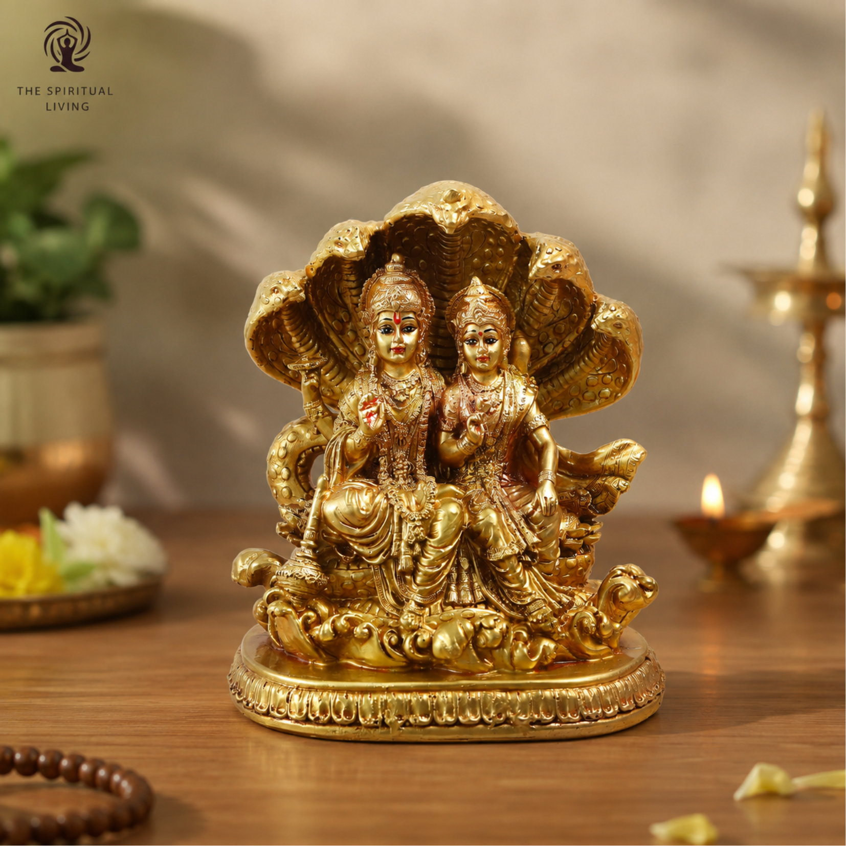 Resin Vishnu Laxmi On Sheeshnag | 6 Inch | Idol | Lakshmi Narayan Idol for Gift |
