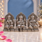 999 Silver Plated Laxmi Ganesh Saraswati Murti | 4 Inch | House Warming Gifts | Vastu | Idol |