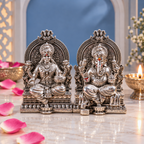 999 Silver Plated Laxmi Ganesh Saraswati Murti | 4 Inch | House Warming Gifts | Vastu | Idol |