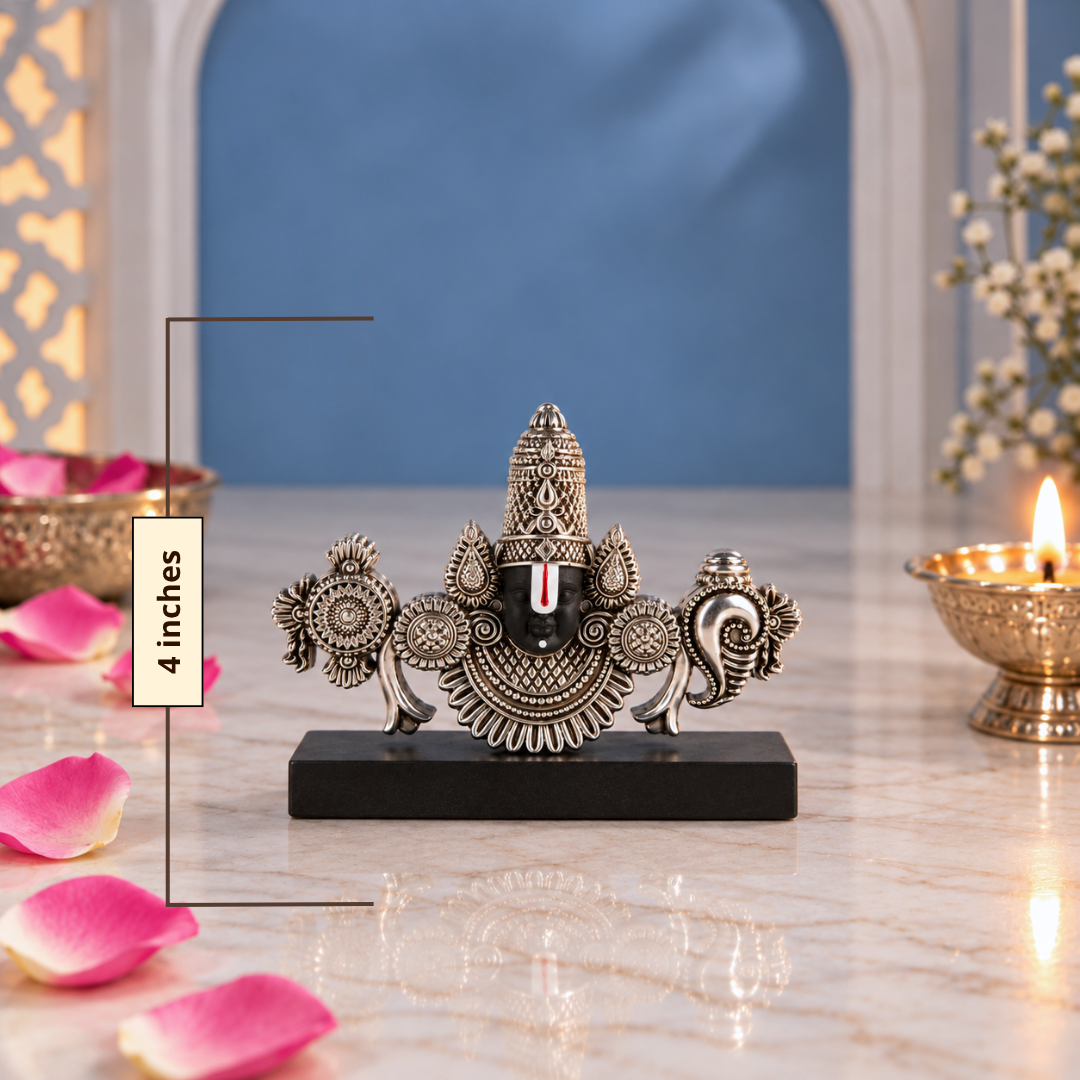 999 Silver Plated Balaji Idol | 4 Inch | Statue | Lord Venkateswara Murti | Religious Gifting Item | వేంకటేశ్వర స్వామి |