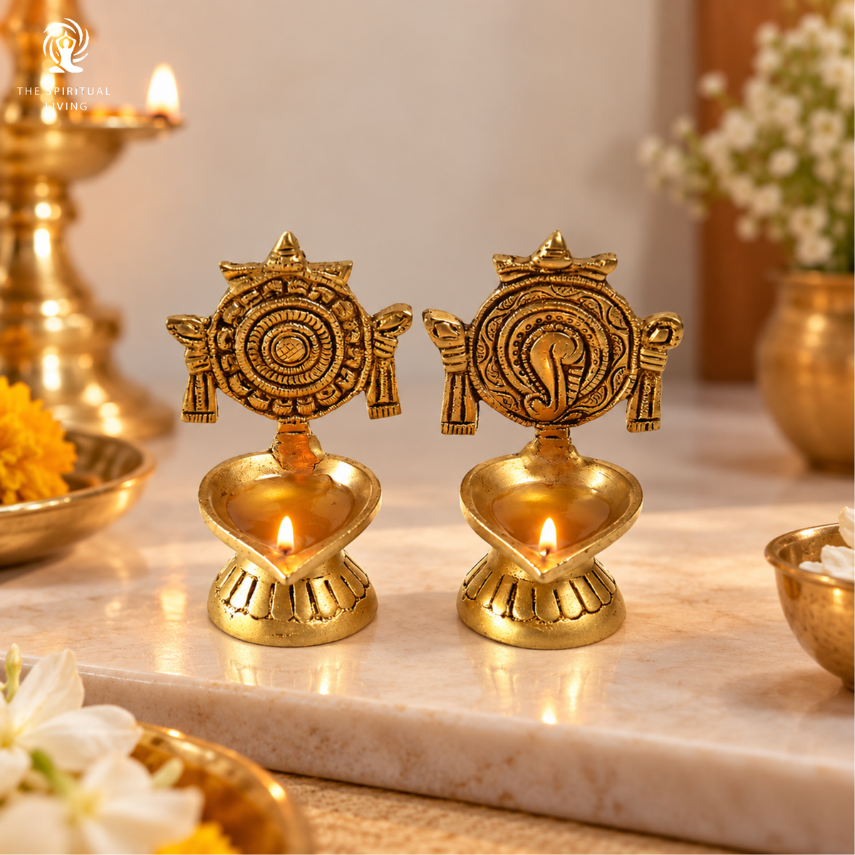 Brass Shank Chakra Diya
