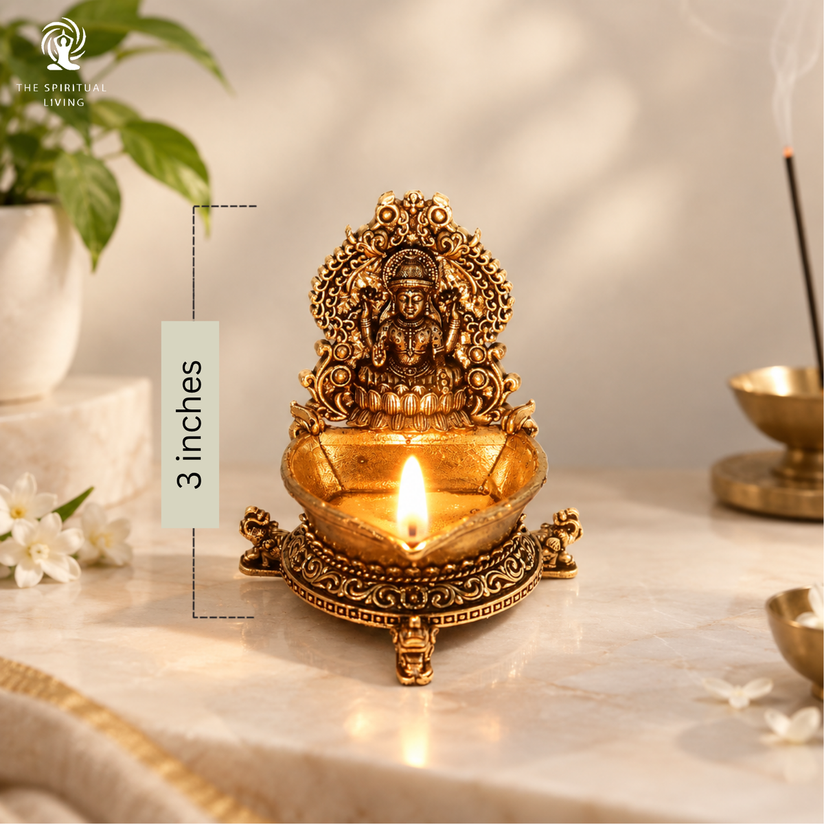 Brass Laxmi Diya for Puja - 3 Inch