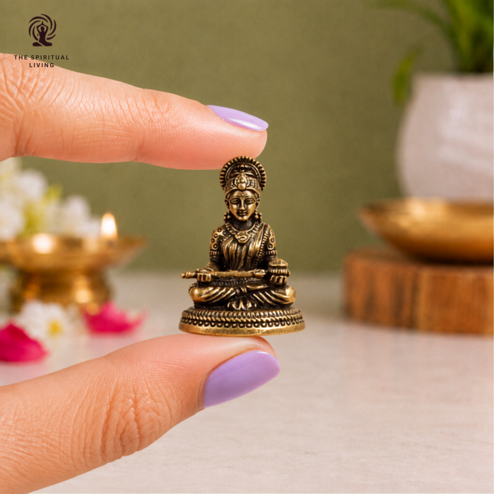Small Brass Maa Annapurna Minature Idol | 1 Inch |  Car Dashboard | Pooja Room |