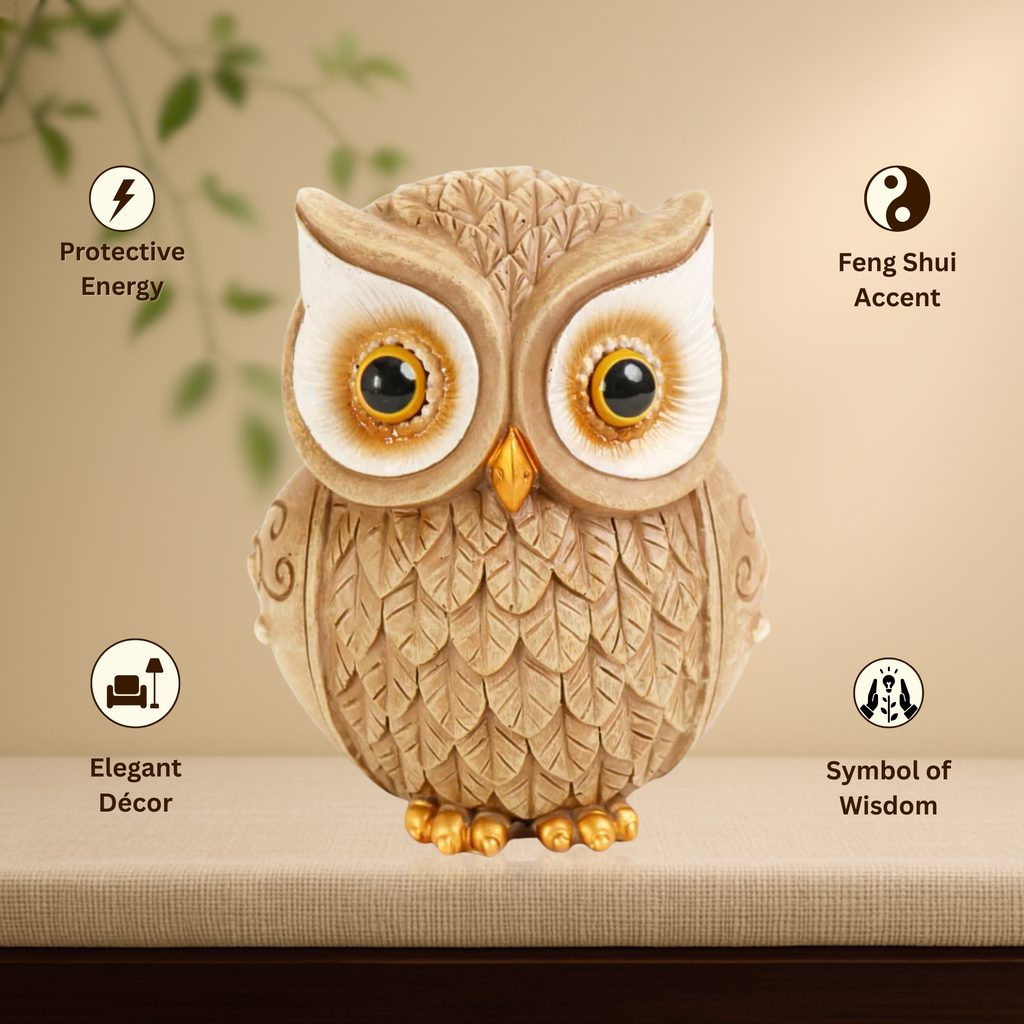 Owl Statue for Good Luck - 4 Inch (Beige)