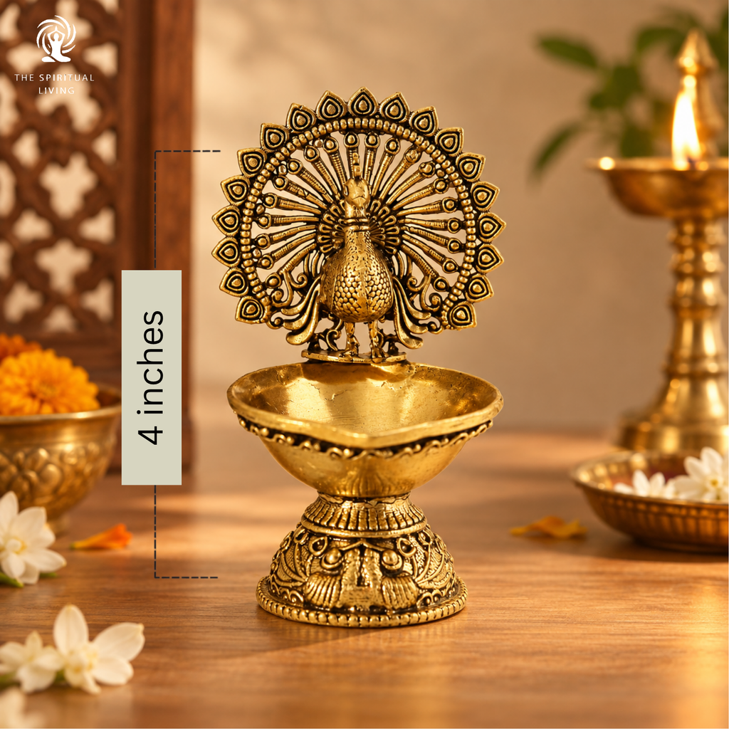 Brass Peacock Diya - 4 Inch