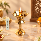 Brass Heavy Akhand Lotus Kamal Nanda Diya | 5 inch | Kuthu Vilakku | Diwali Gift Items | Diwali Decor |