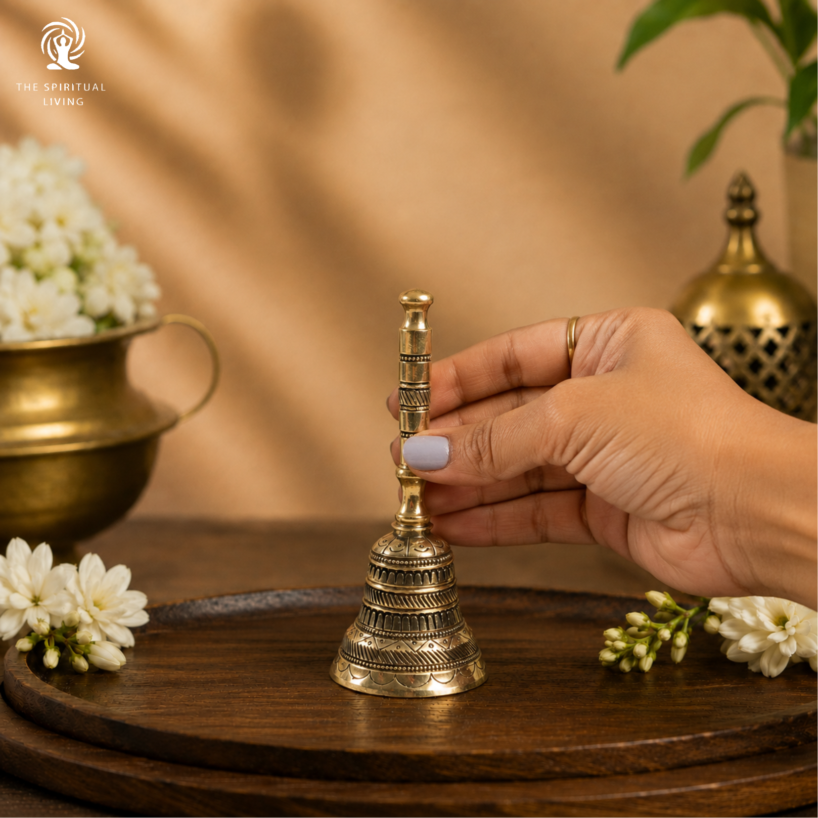 Brass Pooja Hand Bell - 5.5 Inch