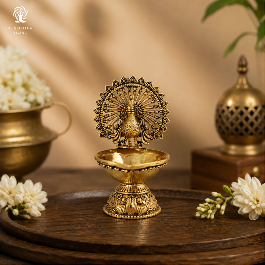 Brass Small Peacock Diya | 3 Inch |Small Diya for Gifting - Pooja - Mandir | Mor Deepak | Pital |